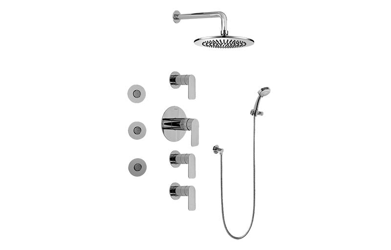 Graff GB1.132A-LM42S-T Contemporary Square Thermostatic Set with Body Sprays and Handshower -  Trim Only