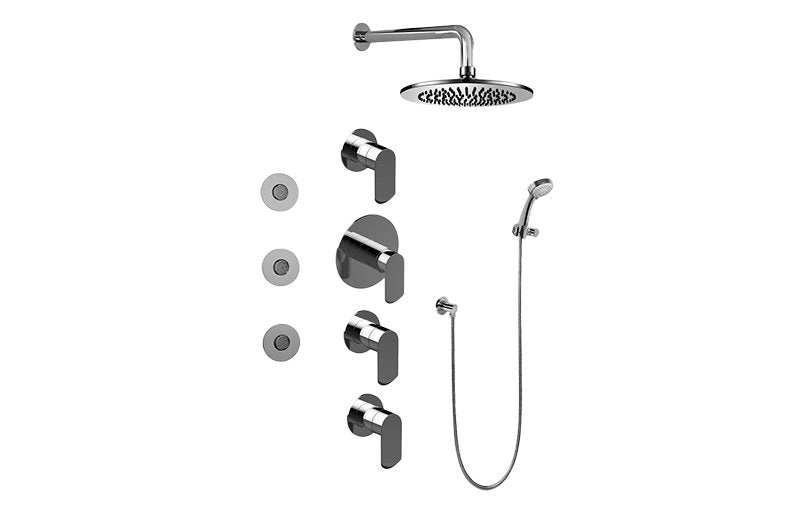 Graff GB1.132A-LM45S-T Contemporary Round Thermostatic Set with Body Sprays and Handshower - Trim Only