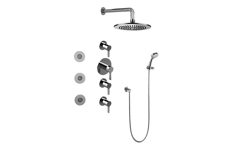 Graff GB1.132A-LM46S Contemporary Round Thermostatic Set with Body Sprays and Handshower