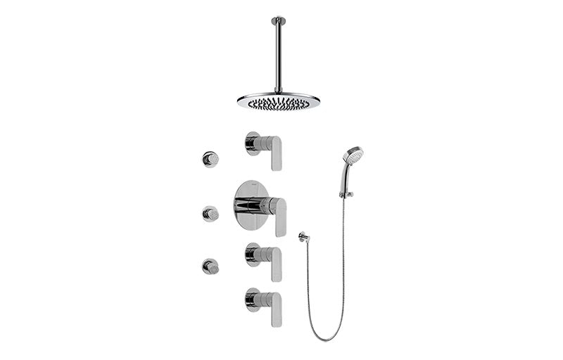 Graff GB1.231A-LM42S Contemporary Square Thermostatic Set with Body Sprays and Handshower -  Trim Only