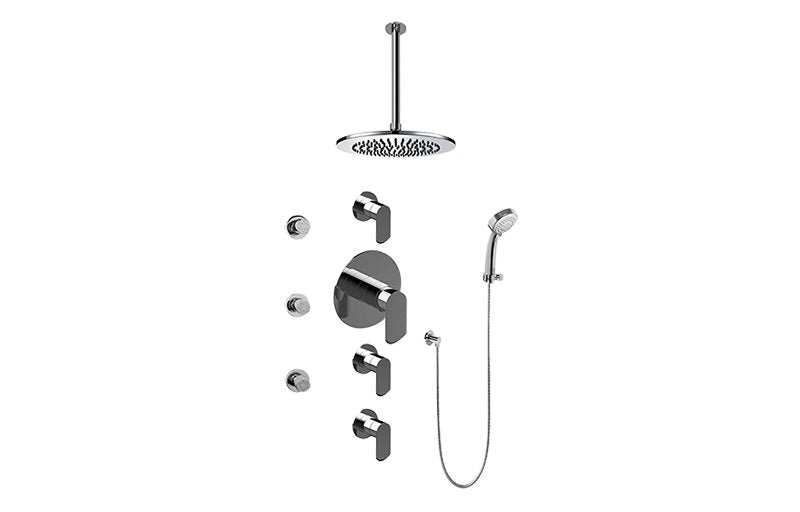 Graff GB1.231A-LM45S-T Contemporary Round Thermostatic Set with Body Sprays and Handshower - Trim Only