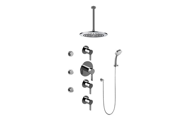 Graff GB1.231A-LM46S-T Contemporary Round Thermostatic Set with Body Sprays and Handshower - Trim Only