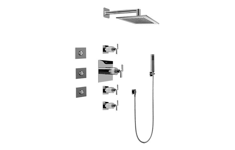 Graff GC1.122A-C9S-T Contemporary Square Thermostatic Set with Body Sprays and Handshower -  Trim Only