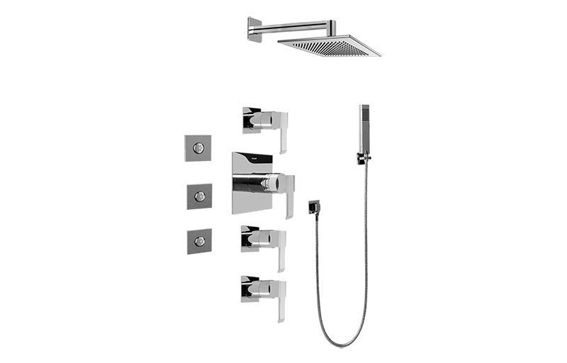 Graff GC1.122A-LM38S-T Contemporary Square Thermostatic Set with Body Sprays and Handshower -  Trim Only