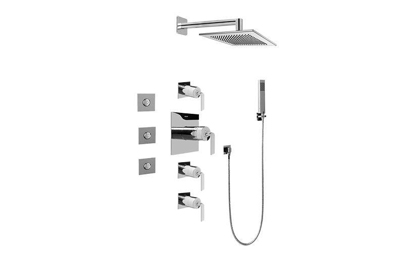 Graff GC1.122A-LM40S-T Contemporary Square Thermostatic Set with Body Sprays and Handshower -  Trim Only