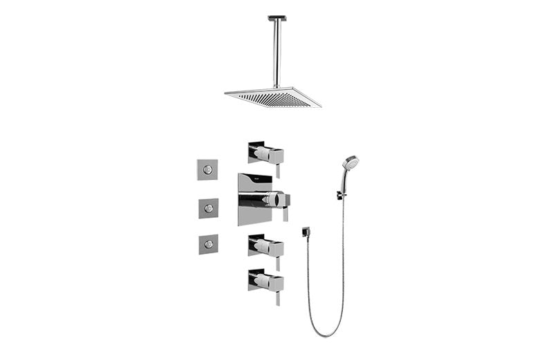 Graff GC1.131A-LM39S-T Contemporary Square Thermostatic Set with Body Sprays and Handshower -  Trim Only