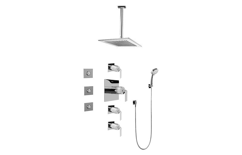 Graff GC1.131A-LM40S Contemporary Square Thermostatic Set with Body Sprays and Handshower - Rough and Trim