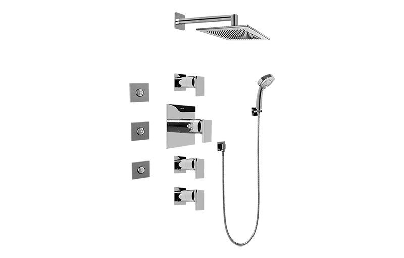 Graff GC1.132A-LM31S-T Contemporary Square Thermostatic Set with Body Sprays and Handshower -  Trim Only