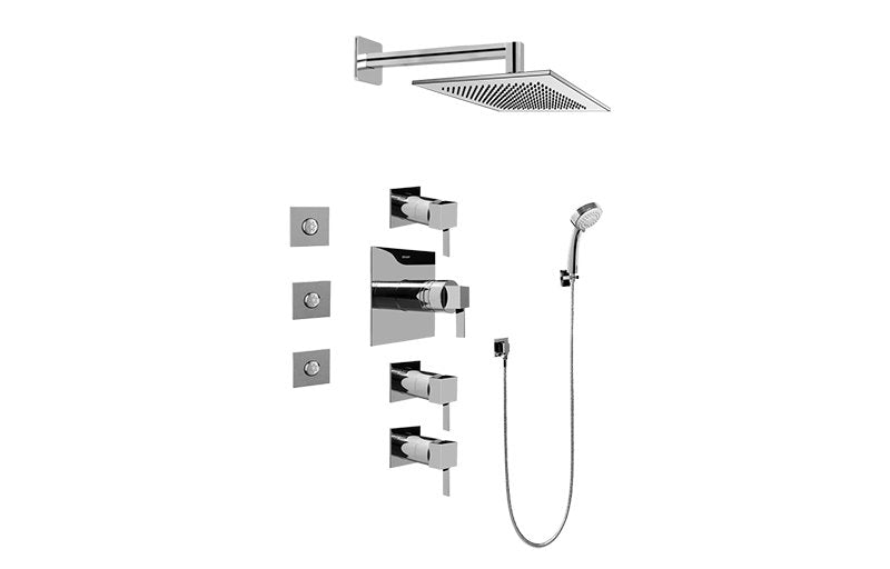 Graff GC1.132A-LM39S-T Contemporary Square Thermostatic Set with Body Sprays and Handshower -  Trim Only