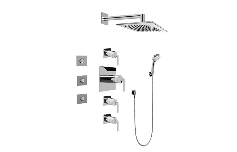 Graff GC1.132A-LM40S-T Contemporary Square Thermostatic Set with Body Sprays and Handshower -  Trim Only