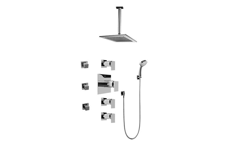 Graff GC1.231A-LM31S-T Contemporary Square Thermostatic Set with Body Sprays and Handshower -  Trim Only