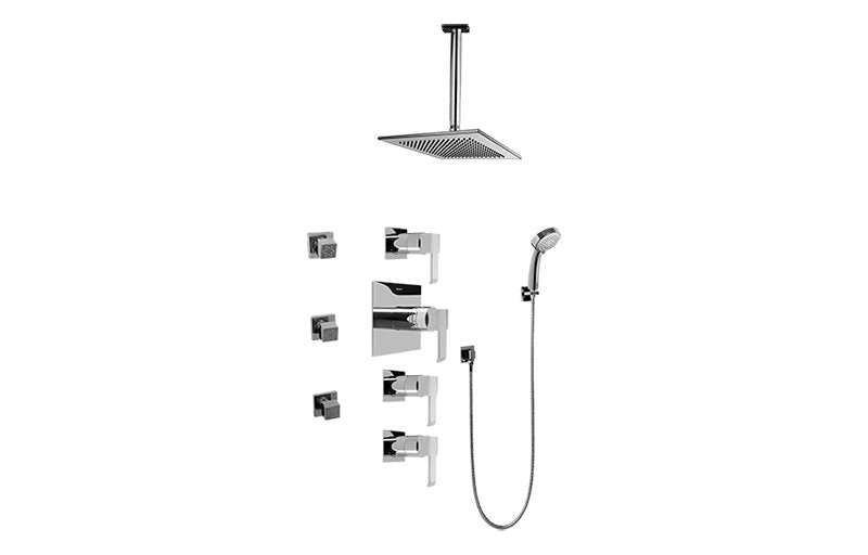 Graff GC1.231A-LM38S-T Contemporary Square Thermostatic Set with Body Sprays and Handshower -  Trim Only
