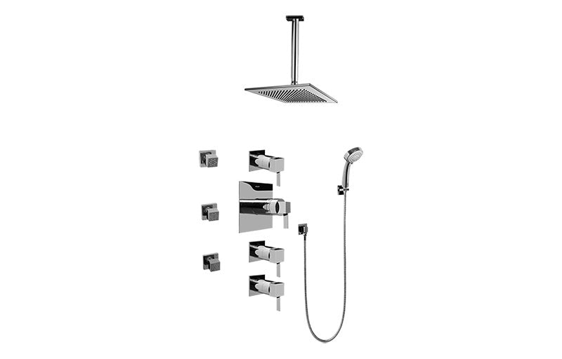 Graff GC1.231A-LM39S-T Contemporary Square Thermostatic Set with Body Sprays and Handshower -  Trim Only