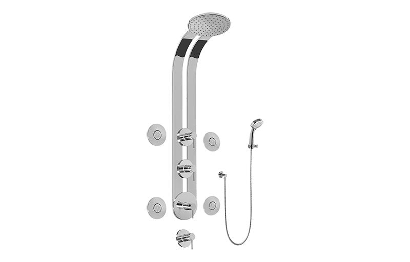 Graff GD1.130A-LM37S Round Thermostatic Ski Shower Set with Body Sprays and Handspray - Rough and Trim