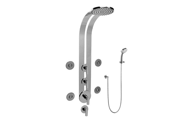 Graff GD1.130A-LM42S-T Round Thermostatic Ski Shower Set with Body Sprays and Handspray - Trim Only