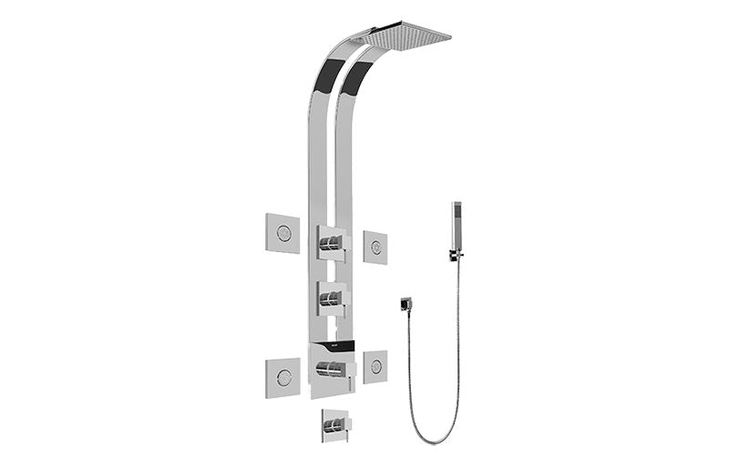 Graff GE1.120A-LM39S-T Square Thermostatic Ski Shower Set with Body Sprays and Handshowers - Trim Only