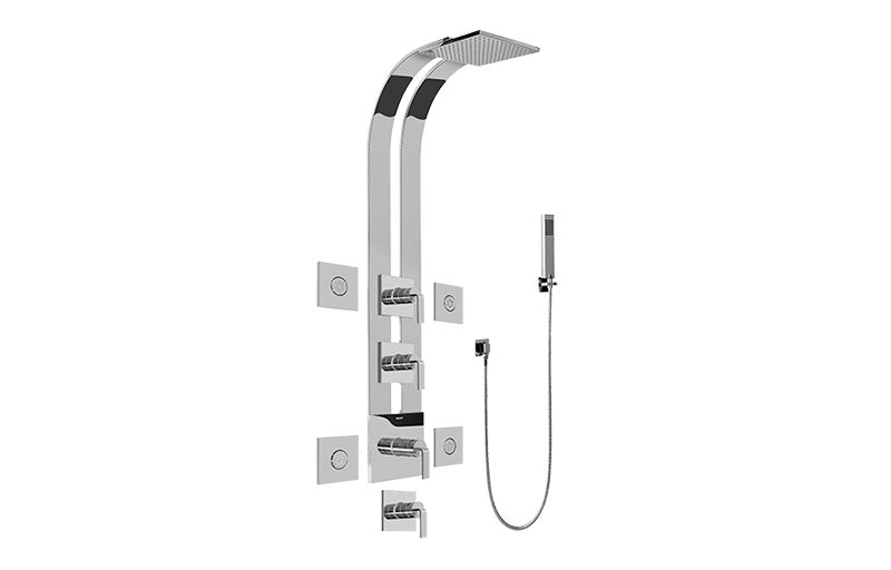 Graff GE1.120A-LM40S Square Thermostatic Ski Shower Set with Body Sprays and Handshowers - Trim and Rough