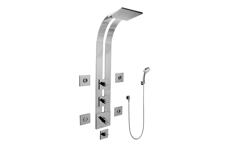 Graff GE1.130A-C14S Square Thermostatic Ski Shower Set with Body Sprays and Handshowers - Rough and Trim