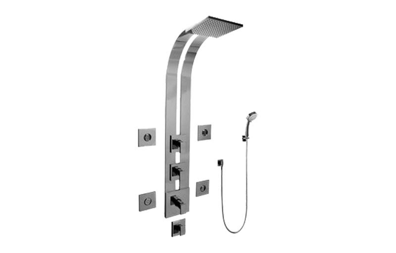 Graff GE1.130A-LM31S-T Square Thermostatic Ski Shower Set with Body Sprays and Handshowers - Trim Only