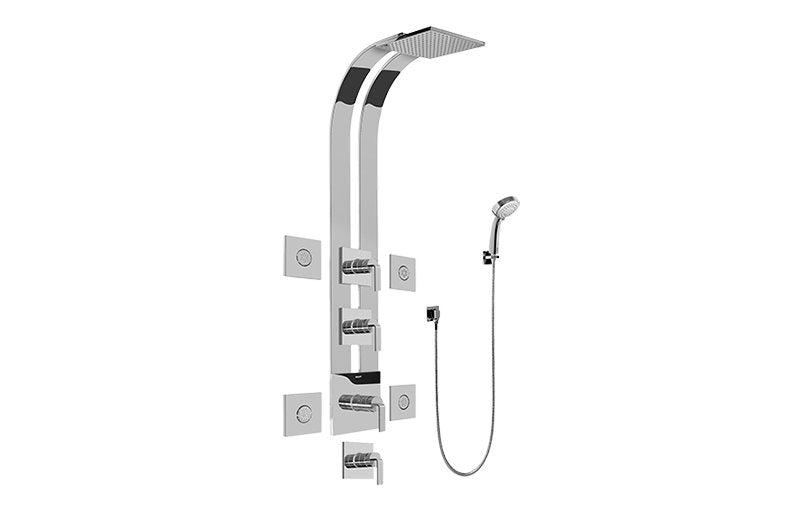 Graff GE1.130A-LM40S Square Thermostatic Ski Shower Set with Body Sprays and Handshowers - Rough and Trim
