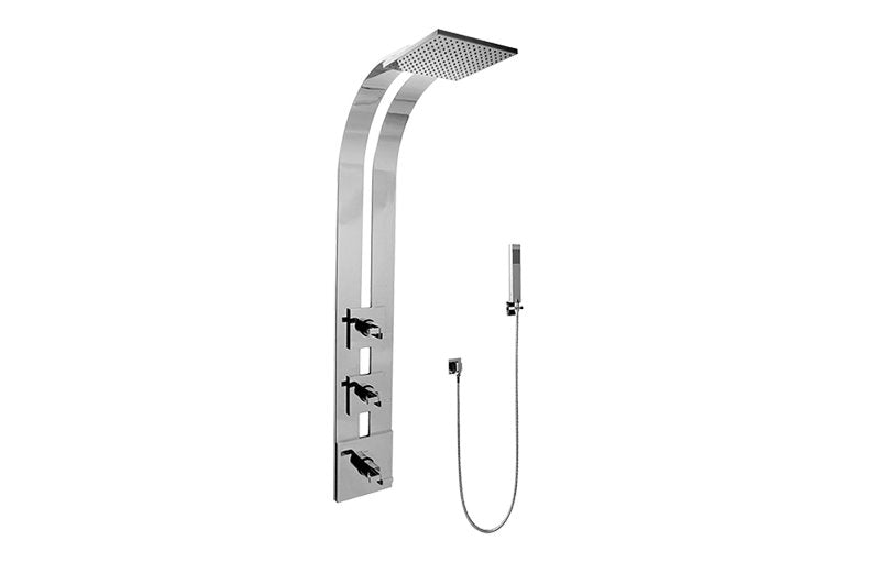 Graff GE2.020A-C9S-T Square Thermostatic Ski Shower Set with Handshowers - Trim Only