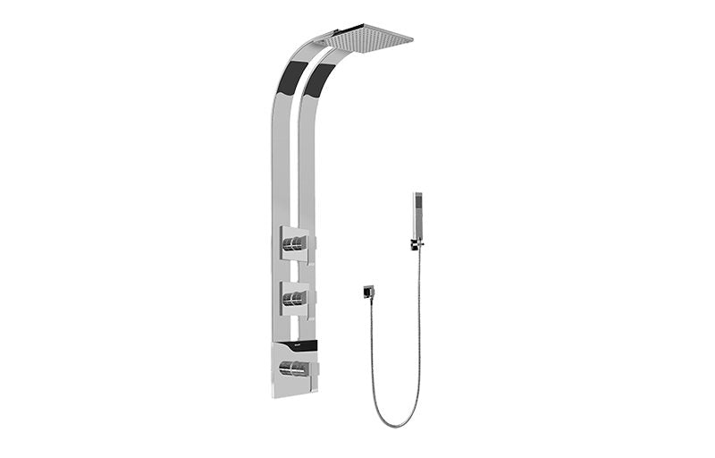 Graff GE2.020A-LM38S Square Thermostatic Ski Shower Set with Handshowers - Trim and Rough