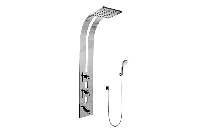 Graff GE2.030A-C9S Square Thermostatic Ski Shower Set with Handshowers - Rough and Trim