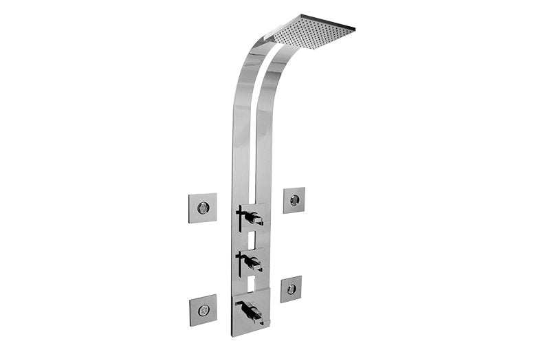 Graff GE3.100A-C9S-T Square Thermostatic Ski Shower Set with Body Sprays - Trim Only