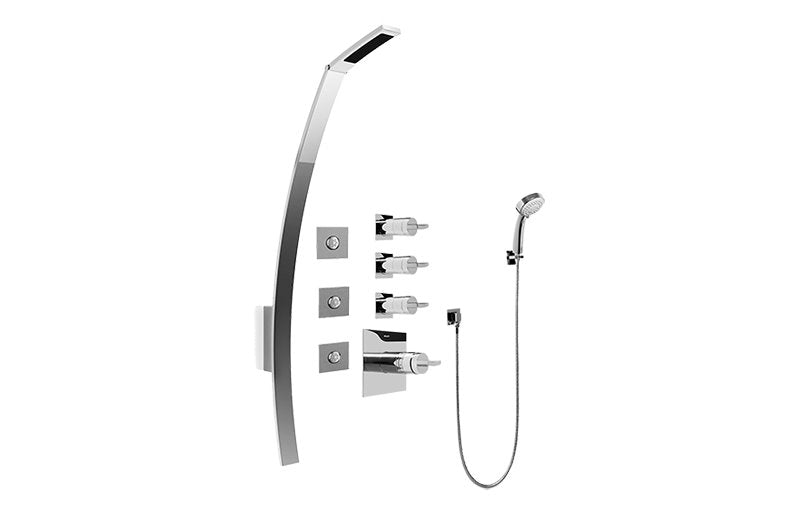 Graff GF1.130A-C14S Luna Thermostatic Shower Set with Body Sprays and Handshower - Rough and Trim