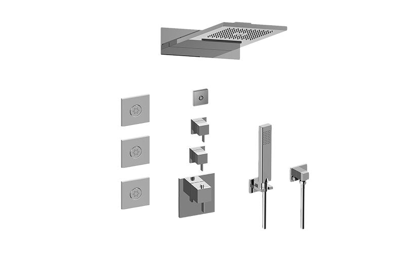 Graff GM3.124SE-LM39E0-T Full Square LED Thermostatic Shower System - Trim