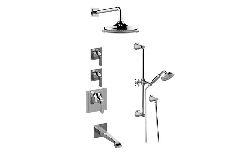 Graff GP3.M12ST-LM47E0 M-Series Thermostatic Shower System Tub and Shower with Handshower - Rough and Trim