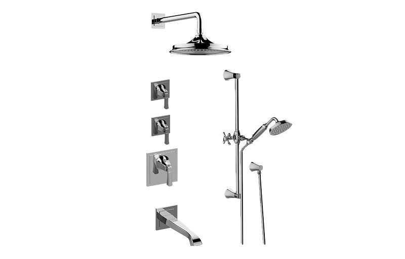 Graff GR3.M12ST-LM47E0 M-Series Thermostatic Shower System - Tub and Shower with Handshower - Rough and Trim