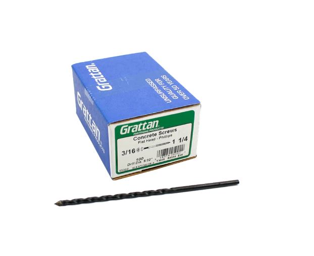 WarmlyYours TempZon Cable Concrete Screw - Pack of 100 and Drill Bit - 3/16" x 1 1/4"