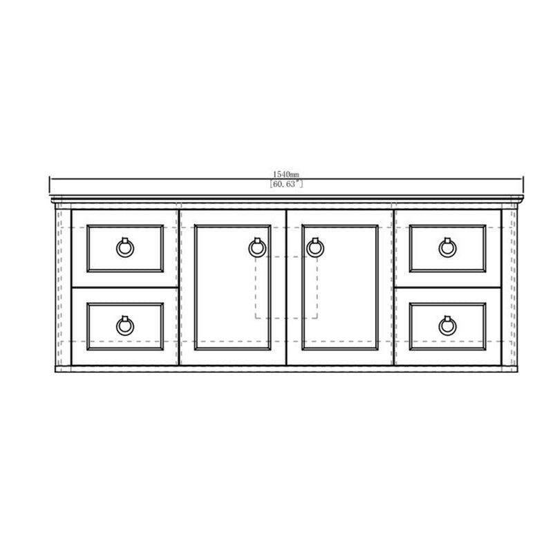 Virta 60 Inch Blackstar Wall Hung Single Vessel Sink Vanity - Single