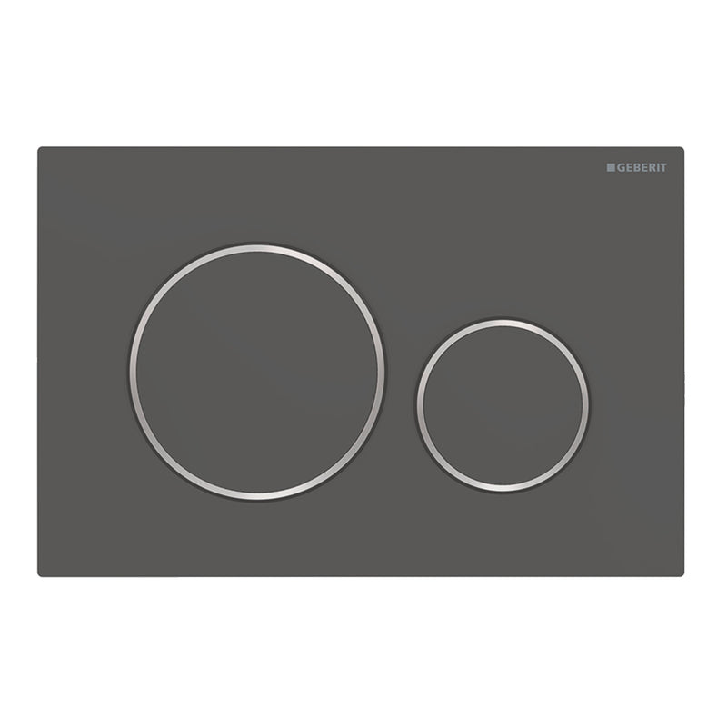 GEBERIT 115.882.14.1 ACTUATOR PLATE SIGMA20 FOR DUAL FLUSH BLACK MATT COATED EASY-TO-CLEAN COATED BRIGHT CHROME-PLATED