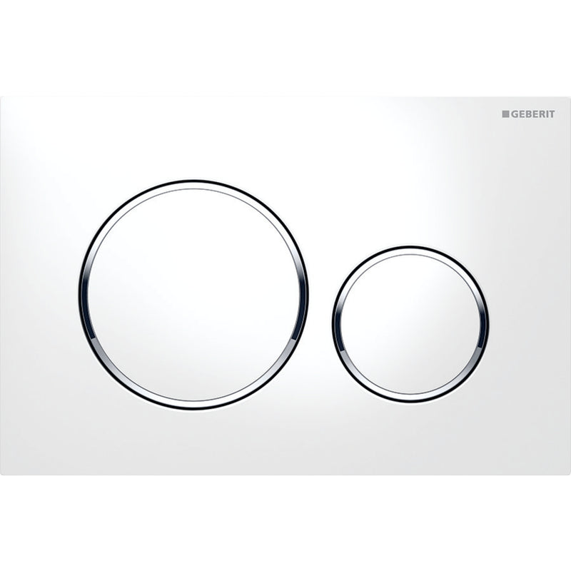 GEBERIT 115.882.KJ.1 ACTUATOR PLATE SIGMA20 FOR DUAL FLUSH WHITE / BRIGHT CHROME / WHITE