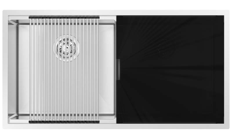 Zomodo Integrato 34" 50/50 Double with glaStainless Steel cover - s and roll-out drying mat