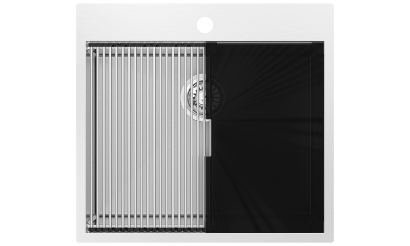 Zomodo Integrato 22" Single Tap Ledge with glaStainless Steel cover - s and roll-out drying mat