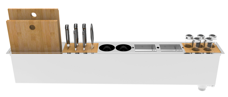 Zomodo Panama 45" Chef Prep Station and Trough Sink with Accessories