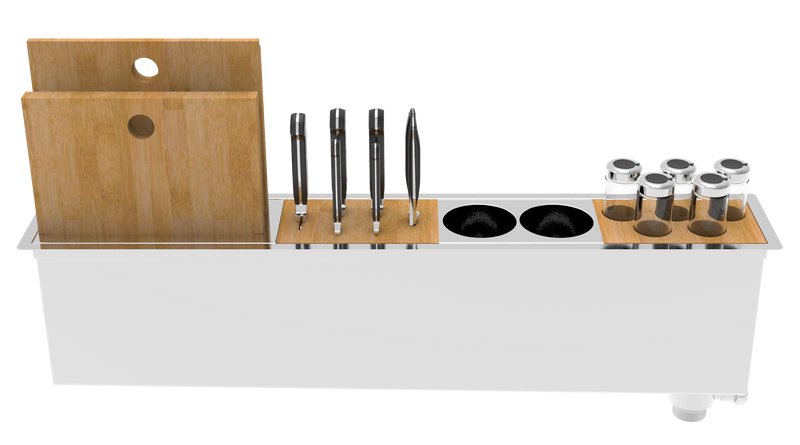 Zomodo Panama 35" Chef Prep Station and Trough Sink with Accessories