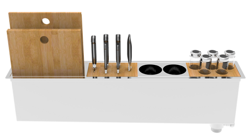 Zomodo Panama 35" Chef Prep Station and Trough Sink with Accessories