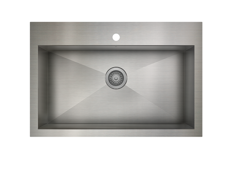 Prochef Single Bowl dualmount Kitchen Sink ProInox H0 Stainless Steel 30" X 16" X 9"