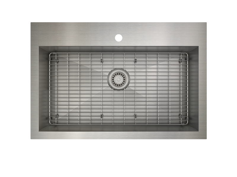 Prochef Single Bowl dualmount Kitchen Sink with bottom grid ProInox H0 Stainless Steel 30" X 16" X 9"