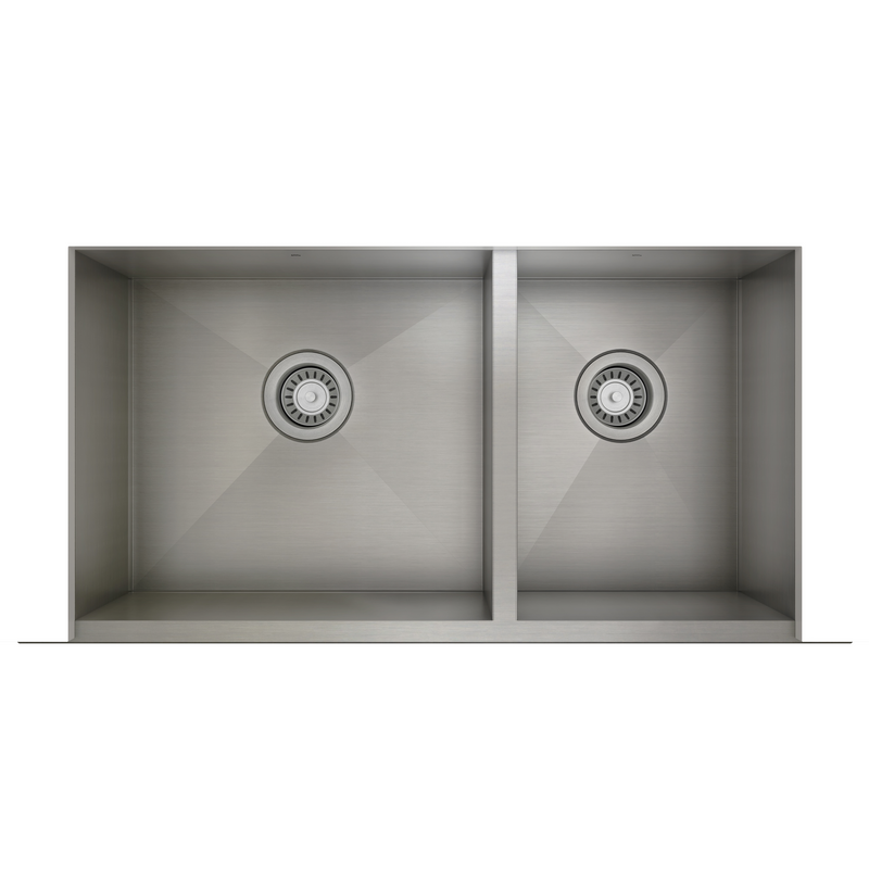 Prochef 60/40 Double Bowl Farmhouse/Apron Kitchen Sink ProInox H0 Stainless Steel - 30" X 16" X 8"