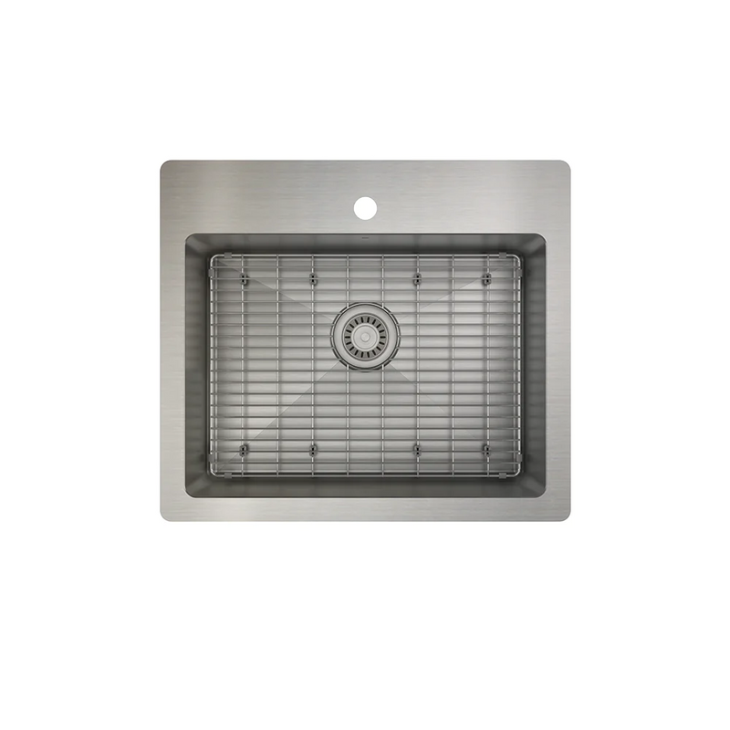 Prochef Single Bowl dualmount Kitchen Sink with bottom grid ProInox H75 Stainless Steel 22" X 16" X 9"