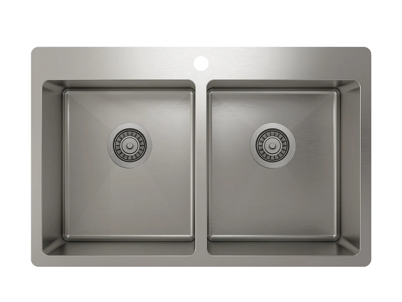 Prochef 50/50 Double Bowl Topmount Kitchen Sink ProInox H75 Stainless Steel - 28" X 16" X 9"