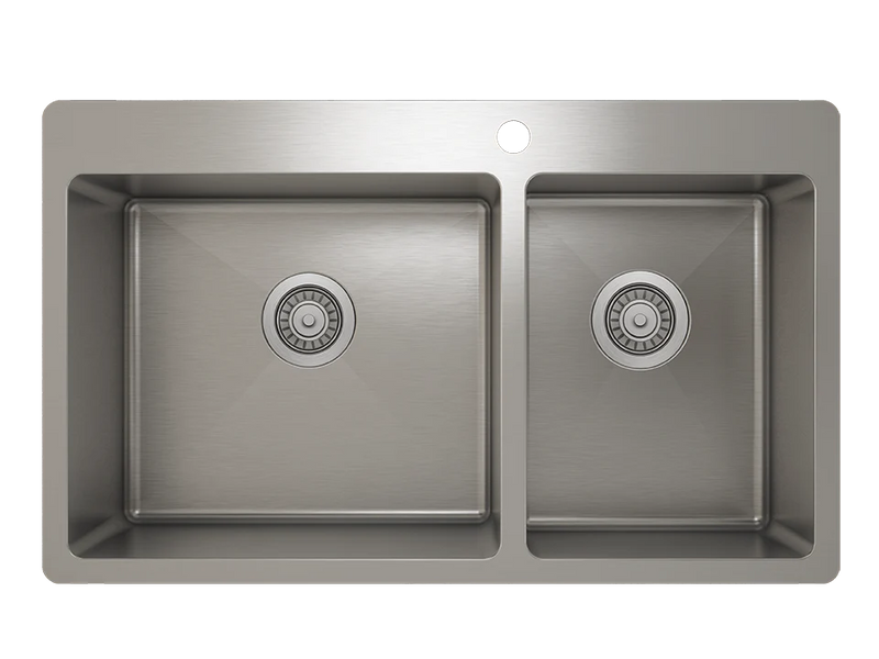 Prochef 60/40 Double Bowl Topmount Kitchen Sink ProInox H75 Stainless Steel - 30" X 16"