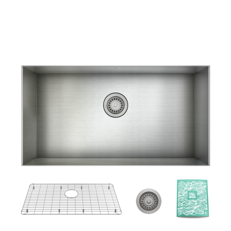Prochef Single Bowl undermount Kitchen Sink with bottom grid ProInox H0 Stainless Steel 30" X 16" X 9"