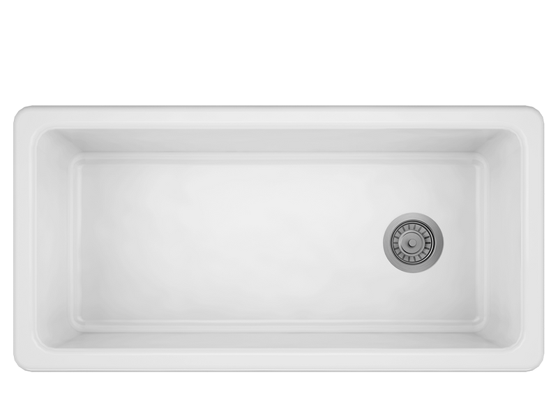Prochef Single Bowl Farmhouse Kitchen Sink ProTerra M125 Fireclay - 32-5/8" X 14-3/4" X 9"
