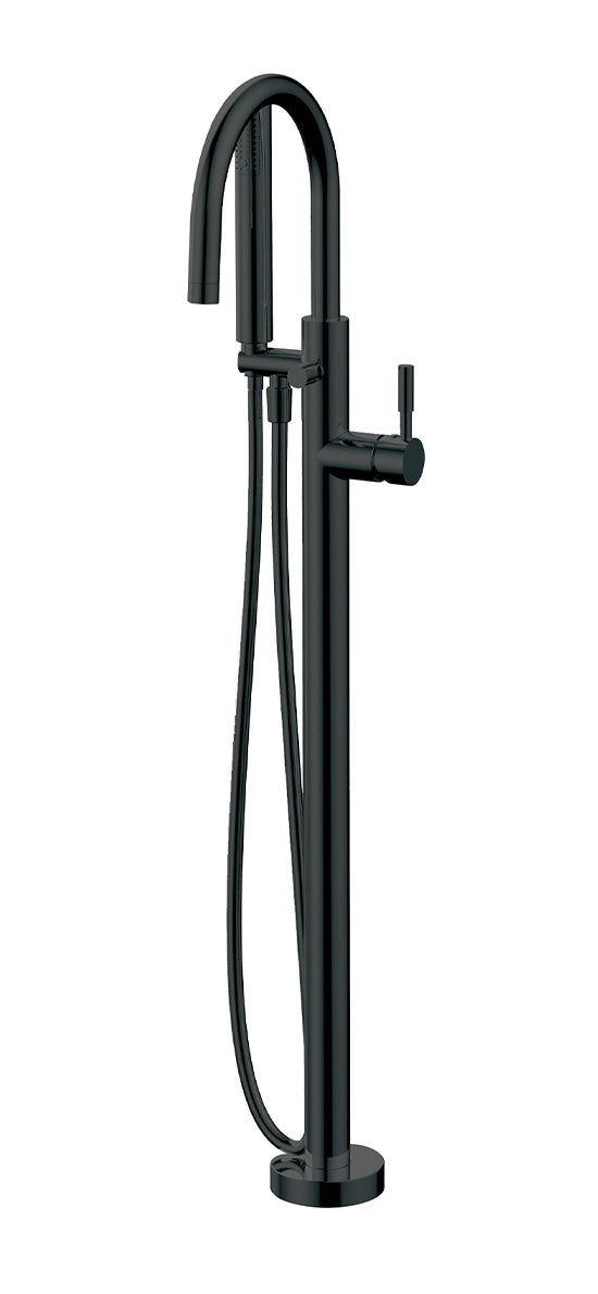 AQUABRASS 27N84 GEO FLOORMOUNT TUB FILLER WITH HANDSHOWER